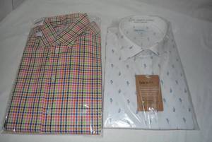 lot 304 image: Dress Shirts still in Packaging Eton Size 16.5Slim 42 and Bar III Size L 16-16.5 Slim Fit Stretch