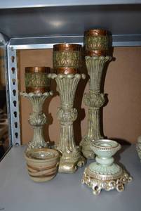 lot 168 image: Set of 3 Candle Holders, Taper and Votive Candle Holder
