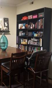lot 209 image: Ikea Black Bookshelf Display Cabinet - Approx. 6 ft W x 7 ft. Tall CONTENTS NOT INCLUDED, ALREADY DISASSEMBLED
