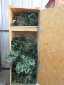 lot 62 image: Hand crafted custom wood  crate for store 72x24x21 (6christmas tree included)