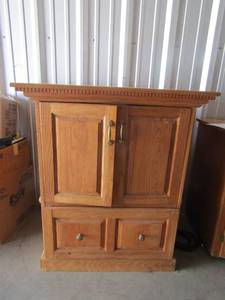 lot 65 image: Artisan built custom wood  cabinet 4 doors inside storage 41x35x25