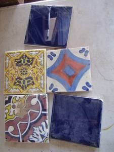 lot 81 image: 4 boxes of tile- Mexican, blue, yellow