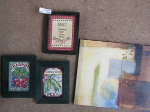 lot 132 image: Nana is the best 8x9, 2 garden pics 8x9 wall art 19x14