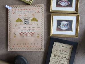lot 131 image: Life is to share pic 20x16 water fountain pic 9x11 2 tea cup pics 9x11