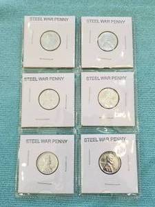 lot 8 image: Selection of 6 - 1943 Steel pennies
