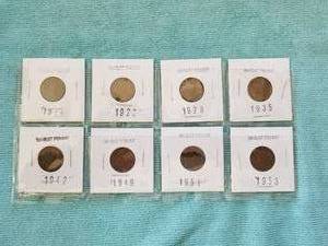 lot 63 image: Selection of 8 Wheat Pennies - 1918, 1920, 1929, 1935, 1942, 1949, 1951, and 1953
