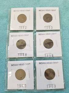 lot 114 image: Selection of 6 Indian Head Cents - 1882, 1883, 1888, 1896, 1903, and 1909