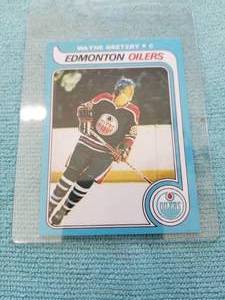 lot 4 image: Wayne Gretzky - Edmonton Oilers hockey card - Authenticity unknown