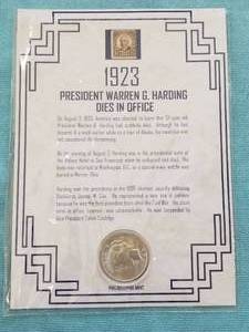 lot 11 image: 1923 President Warren G Harding dies in office - 1923 Stamp and 1923 P peace silver dollar