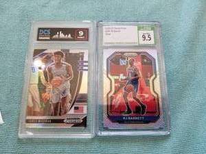 lot 64 image: James Wiseman Panini RC and 2020-21 Panini RJ Barrett basketball cards - graded