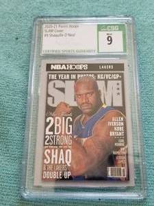 lot 76 image: 2020-21 Panini Hoops Slam Cover Shaquille ONeal basketball card - graded