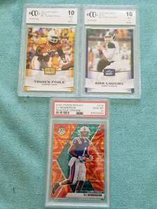 lot 88 image: 2012 Leaf Draft T. Poole and Kirk Cousins and 2020 Panini Mosaic CJ Henderson - graded
