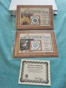 lot 106 image: 1898 Liberty Nickel and 1898 Barber Silver Dime - framed and with COA