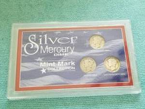 lot 124 image: Silver Mercury Dime - mint mark collection