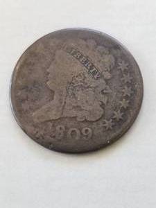 lot 298 image: 1809 Liberty half cent