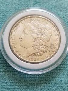 lot 308 image: Morgan Silver Dollar in capsule storage case - 1889