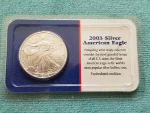 lot 316 image: American Eagle Silver dollar - uncirculated condition - 2003
