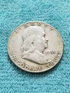 lot 314 image: Franklin silver half Dollar - 1951S