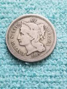 lot 332 image: 1867 Nickel 3 cent piece