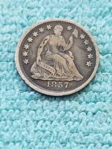 lot 339 image: 1857 Seated Liberty silver half dollar