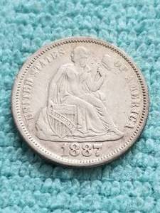 lot 340 image: 1887 Seated Liberty Dime