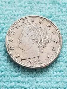 lot 343 image: 1883 no cents - Liberty Head V nickel