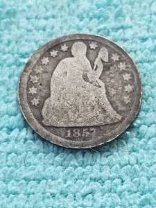 lot 349 image: 1857 Seated Liberty half dime