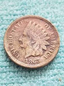 lot 355 image: 1863 Indian head one cent piece