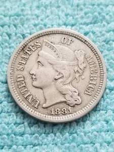 lot 358 image: 1881 - 3 cent piece
