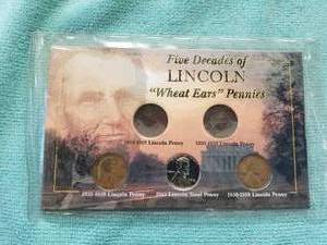 lot 365 image: Five Decades of Lincoln Wheat Ears Pennies