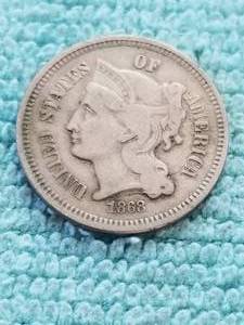 lot 374 image: 1868 - 3 cent piece