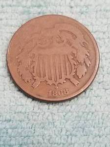 lot 347 image: 1868 2- cent piece