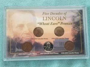 lot 406 image: Five Decades of Lincoln Wheat Ears Pennies