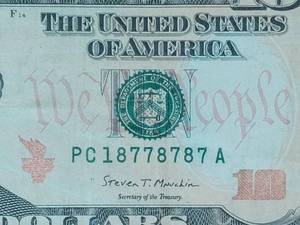lot 23 image: $10&nbsp BANKNOTE, TRINARY SERIAL # PC 18778787 A&nbsp