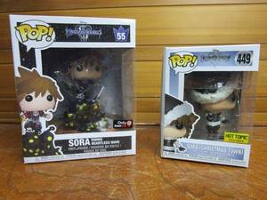 lot 67 image: LARGE FUNKO POP KINGDOM HEARTS SORA RIDING HEARTLESS WAVE # 55 &amp ORIGINAL SIZE SORA (CHRISTMAS TOWN) #449. BOTH APPEAR UNOPENED.