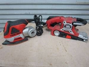 lot 65 image: BLACK &amp DECKER CYCLONE DETAIL SANDER, BLACK &amp DECKER BELT SANDER