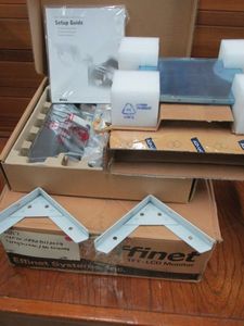lot 102 image: ADVANTECH 8.4LED SCREEN (APPEARS NEW OPEN BOX), MOUNTING BRACKETS, DELL D-PORT ADVANCED PORT REPLICATOR, EFFINET SYSTEMS INC. TFT-LCD MONITOR FOR PARTS, HAS STICKER ATTACHED STATING DIRTY SCREENNO DISPLAY