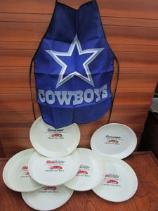 lot 115 image: RARE &amp HARD TO FIND (7) 13 COORS LIGHT CRAWFISH PLATTERS, NEW UNUSED COWBOYS BBQ APRON