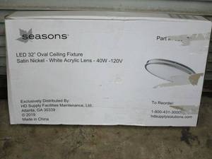 lot 135 image: SEASONS 36 LED OVAL CEILING FIXTURE IN SATIN NICKEL
