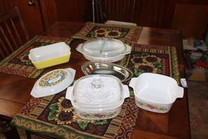 lot 22 image: La Madelaine Pyrex Casserole Dishes and More