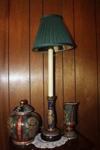 lot 47 image: Home Dcor Set by Oriental Accent - Cannister, Pitcher and Lamp