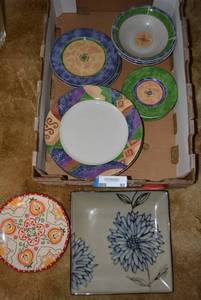 lot 92 image: Threshold Naomi Plate, Pier 1 Square Plate, and Plate Set Sango Karma