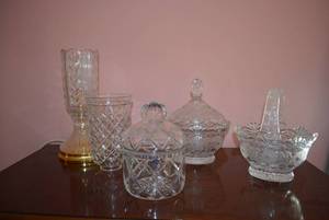 lot 96 image: Lead Crystal Dishes and Lamps