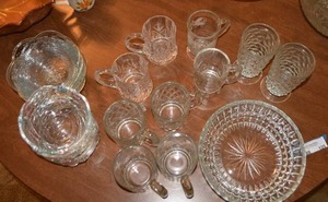 lot 125 image: Diamond Cut Glassware, Crystal Mugs, and Mikasa Bowls