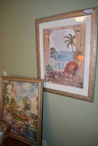 lot 124 image: 2 Framed  Wall Art Prints signed by Artists each 26 x 32