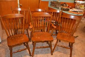 lot 130 image: Set of 6 Dining Chairs (One with Arms), Spindle Back