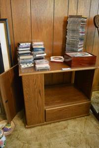 lot 83 image: CD Storage Cabinet plus Cds and Cassettes as shown