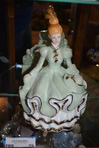 lot 79 image: Porcelain Lady in Green Dress Music Box