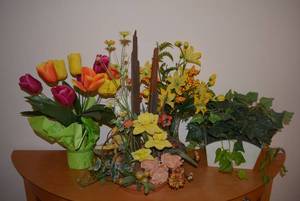 lot 51 image: Mostly Yellow Artificial Flower Arrangements