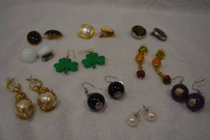 lot 217 image: (10) Pairs of fashion earrings. Assorted styles and materials.